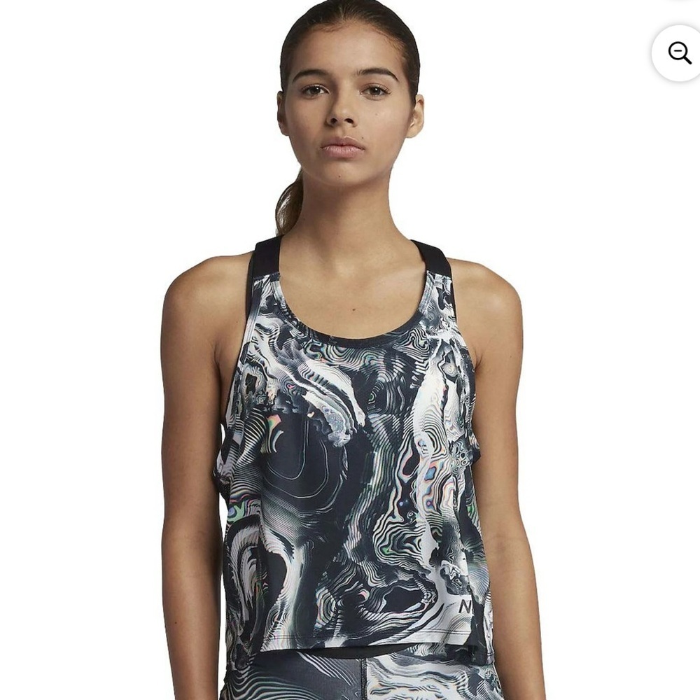 Nike Women's Pro Coral Abstract Blue and White Tank Top